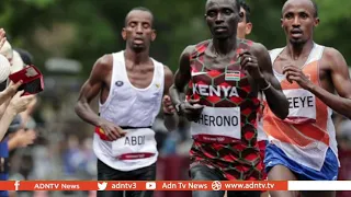 SOMALI-DUTCH WINS BRONZE MEDAL AND HELP OTHER RUNNER TO KEEP PACE.