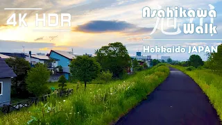 4 AM after rain walk river dike and city center in Asahikawa | Hokkaido | Japan | 4K HDR