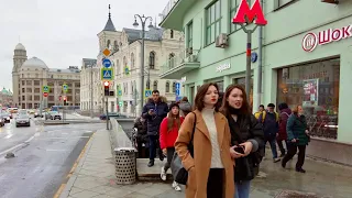 Moscow Walk 🇷🇺 Wandering around metro station Kitay-gorod. Maroseyka Street, Zabelina, Ivanova Gorka