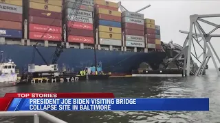 President Biden visits bridge collapse site in Baltimore