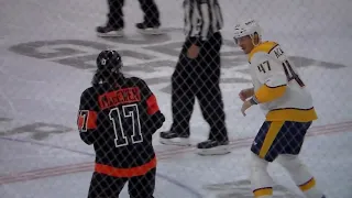 NHL hockey fight - Zack MacEwen(Flyers) vs. Michael McCarron(Predators)