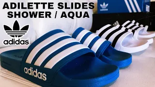 ADIDAS ADILETTE AQUA SLIDES $20 SHOWER SLIDES $24