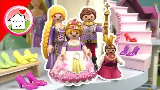 Playmobil Rapunzel Cinderella Arielle - Familie Hauser im Prinzessinnen Schloss - Video für Kinder