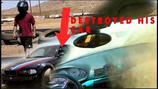 E46 M3 BMW CRASHED ON THE FIRST LAP !! (APPLE VALLEY SPEEDWAY DRIFT MEET)