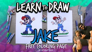 LEARN HOW TO DRAW/COLOR JAKE FROM SUBWAY SURFERS INCLUDING A FREE DOWNLOADABLE COLORING PAGE