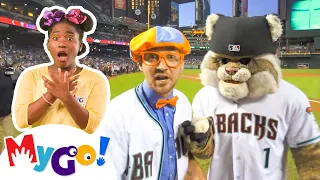 Blippi Watches a Baseball Game! | Blippi | MyGo! Sign Language | Educational Videos for Kids