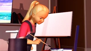 Barbie as Rapunzel - Op & End: Rapunzel & Kelly painting a picture