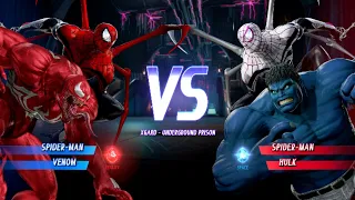 SpiderMan & Venom Vs SpiderMan & Hulk [Very Hard]AI Marvel Capcom