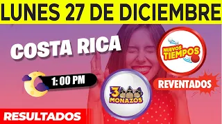 Sorteo 1:00pm Nuevos Tiempos y 3 Monazos Medio día del Lunes 27 de diciembre del 2021