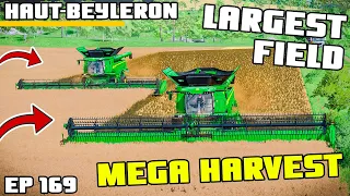 HARVESTING THE LARGEST FIELD! | Farming Simulator 22 - Haut-Beyleron | Episode 169