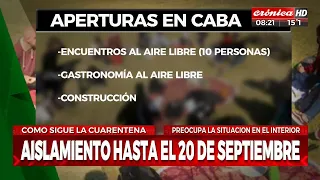 Coronavirus en Argentina: Aislamiento hasta el 20 de septiembre