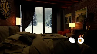 Уютная спальня/ВЬЮГА за окном и ПРИЯТНЫЙ треск поленьев в КАМИНЕ/Расслабляющий JAZZ/АСМР/ASMR