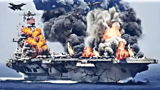 5 minutes ago! Iranian and Russian YAK 141 blow up US aircraft carrier for Israel in the Red Sea