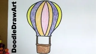 Drawing: How To Draw Cartoon Hot Air Balloons - Easy Step By Step Lesson for beginners