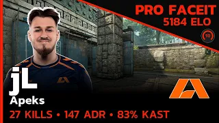 CSGO POV Apeks jL (27/9) w/s1ren/Patsi (ancient) @ FACEIT 5V5 RANKED LVL 10 / May 27, 2023