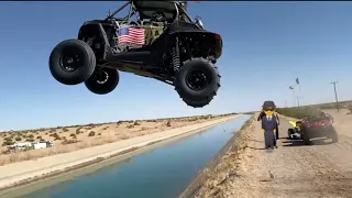 AWESOME CRASH. HUGE RZR CANAL JUMP!!