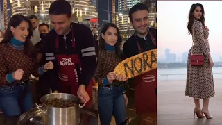 Nora fatehi enjoying in #Dubai || Making street food with @cznburak ||