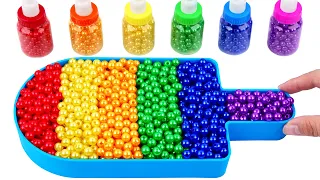 Satisfying Video | Mixing Rainbow Beads IN Magic Ice Cream Bathtub OF PlayDoh Bottle & Cutting ASMR