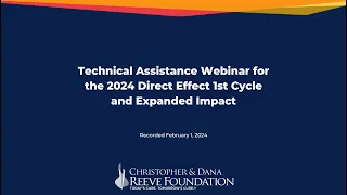 Technical Assistance Webinar for the 2024 Direct Effect 1st Cycle and Expanded Impact