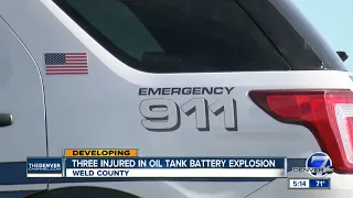 3 injured in oil tank battery fire east of Briggsdale in Weld County