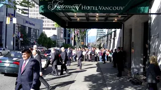 Aga Khan (May 5, 2018) in Vancouver leaving Fairmont Hotel Vancouver