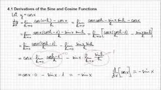 4.1 Derivatives of the Sine and Cosine Functions