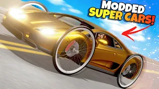 We Drove Modded SUPER CARS off HUGE Ramps in BeamNG Drive Mods!!