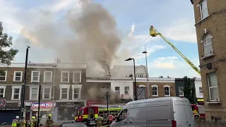Large Shop Fire In Acton , London - On Scene Footage