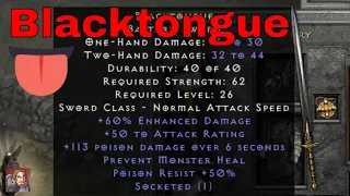 D2R Unique Items - Blacktongue (Bastard Sword)