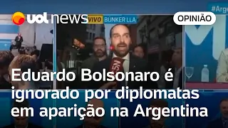 Eduardo Bolsonaro é ignorado por diplomatas em aparição tumultuada nas eleições argentinas