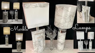 Two Unique Glam DIY Marble Style LED Side Table Lamps “Pinterest Request" 2020 #WithMe #StayAtHome