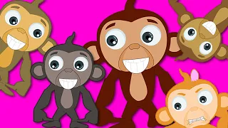 Five Little Monkeys Jumping On The Bed Song  | The Monkey Song | HooplaKidz Nursery Rhymes