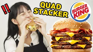 Korean Try Burger King Stacker Whopper For The First Time!