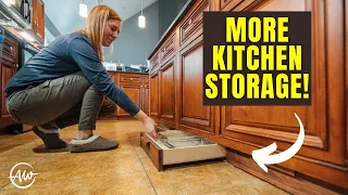 Turn Wasted Kitchen Space Into Hidden Storage With Easy DIY Toe Kicker Drawers!