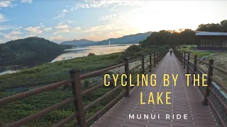 Cycling alongside Dam in cheongju