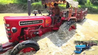 Mahindra 415 Di XP Plus Trolley Fully Loaded gets Stuck in Mud Sonalika MM-39 Pulling out | tractor