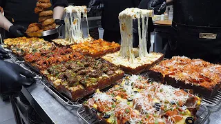 american style detroit square cheese pizza - korean street food