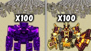 Nethrite GOLEM and IGNIS vs Every Minecraft Mob x100 / Minecraft Mob Battle