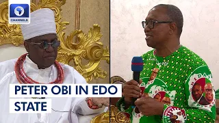 Crowd Turns Out As Peter Obi Takes Campaign To Edo, Visits Oba Of Benin