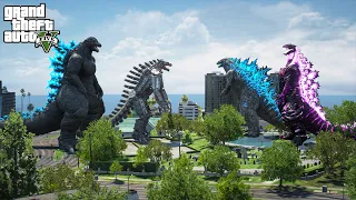 Godzilla Minus 1, Mechagodzilla vs Shin Godzilla, Godzilla 2021 - Epic Battle ( GTA V Mods )