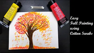 Easy Fall Painting with Q-Tips | Beginner Painting | Acrylic painting with Ear buds/Cotton Swabs