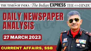 Daily Newspaper Analysis | 27 March 2023 | Current Affairs for Defence Aspirants| SSB | #upsc #cds