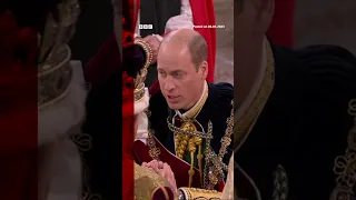 Prince William kisses King Charles after oath in Coronation #Shorts #Coronation #BBCNews