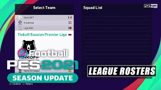 PES 2021 Tinkoff Russian Premier Liga League Rosters