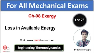 Loss in Available Energy | Increase in Unavailable Energy |Exergy|| Engineering Thermodynamics-73 ||