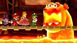 New Super Mario Bros. U Deluxe - All Castle Bosses (4 Players)