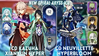 NEW SPIRAL ABYSS 4.4! C0 Kazuha Xianyun Comp & C0 Neuvillette Hyperbloom | Floor 12 - 9⭐