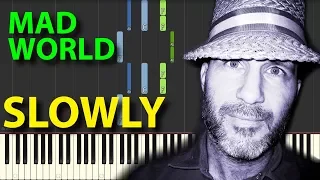 Mad World SLOWLY speed Piano Tutorial Gravity falls Synthesia for two hands