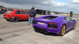 600HP VW Golf 1 GTi 16v Turbo vs Lamborghini Aventador LP700-4