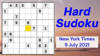 New York Times Hard sudoku solution. 9 july 2021